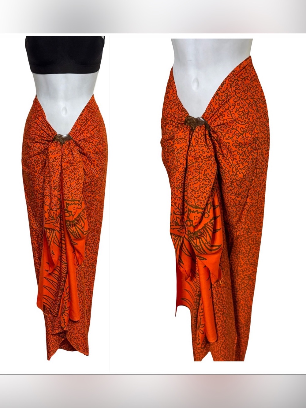 Beautiful Orange Printed Sarong Beach Wrap